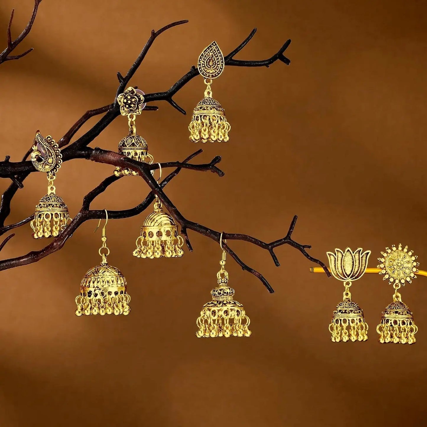 Boho Vintage Jhumki Earrings – Indian Ethnic Bell Tassel Jewelry for Women