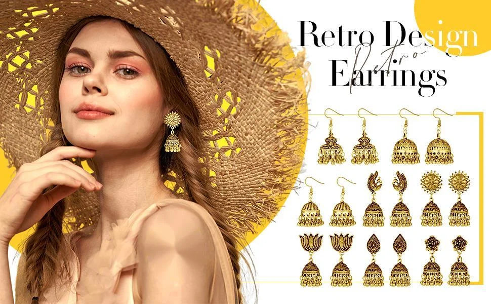 Boho Vintage Jhumki Earrings – Indian Ethnic Bell Tassel Jewelry for Women