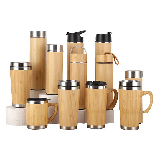 Eco-Friendly Bamboo Water Bottle - Variant  2  – Stainless Steel Inner, 350ml