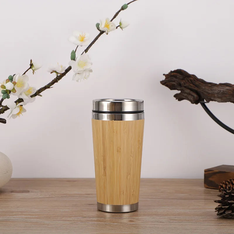 Eco-Friendly Bamboo Water Bottle - Variant  2  – Stainless Steel Inner, 350ml