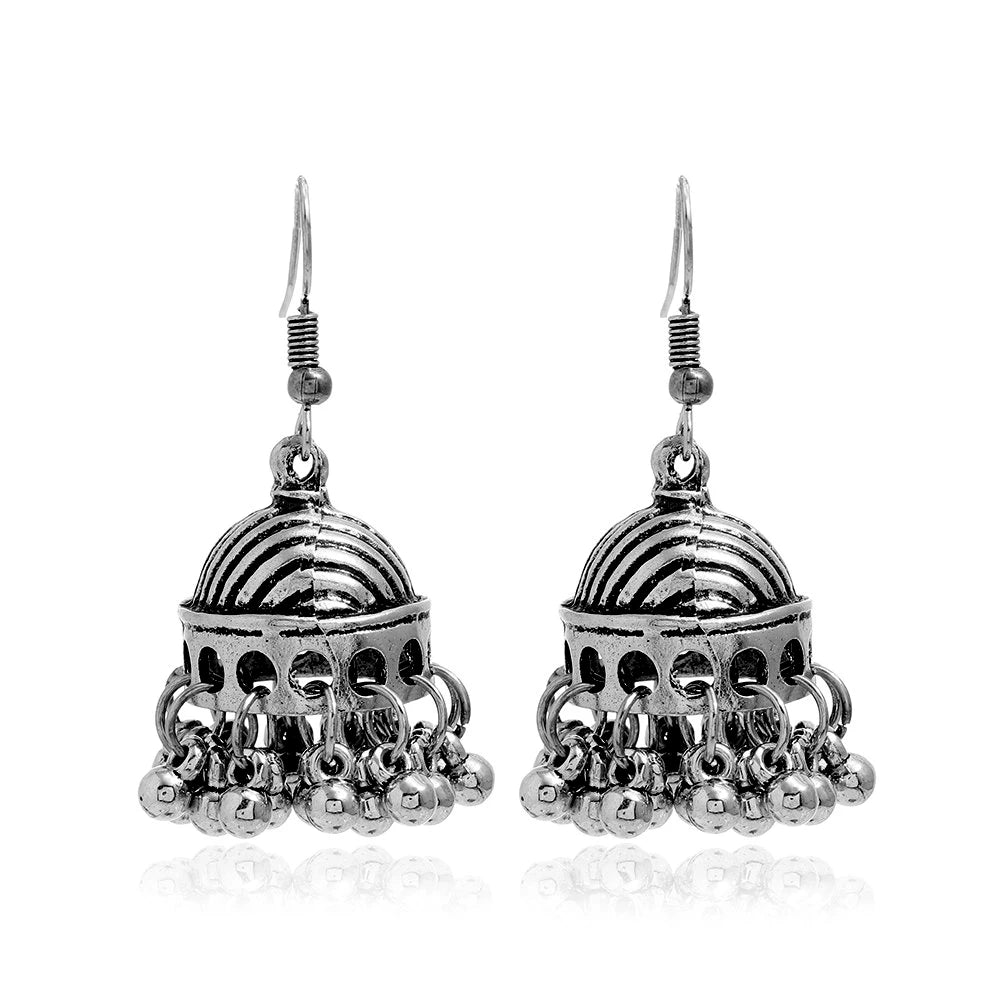 Boho Vintage Jhumki Earrings – Indian Ethnic Bell Tassel Jewelry for Women