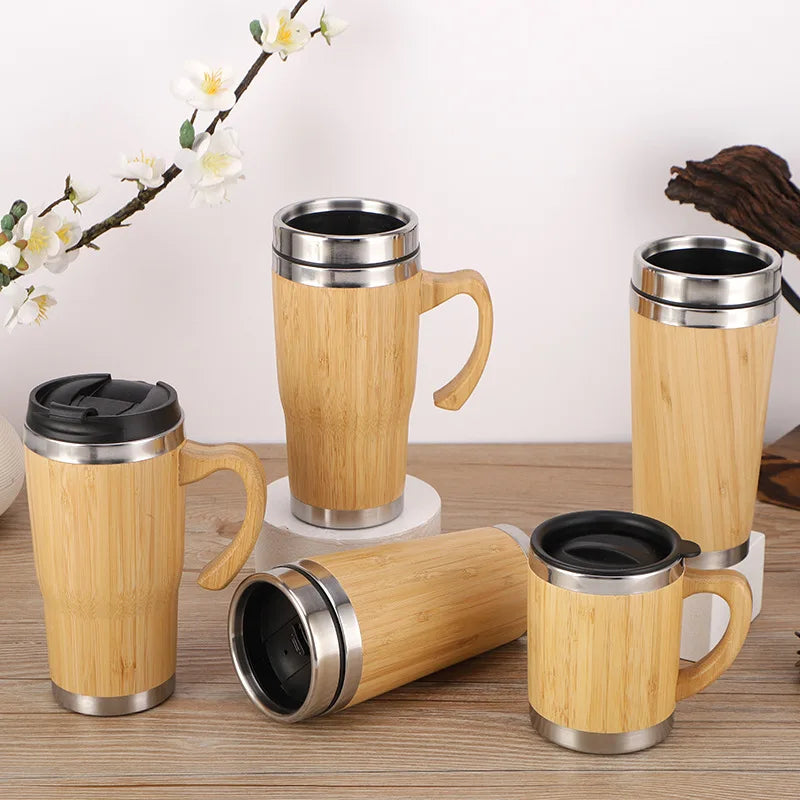 Eco-Friendly Bamboo Water Bottle - Variant  2  – Stainless Steel Inner, 350ml