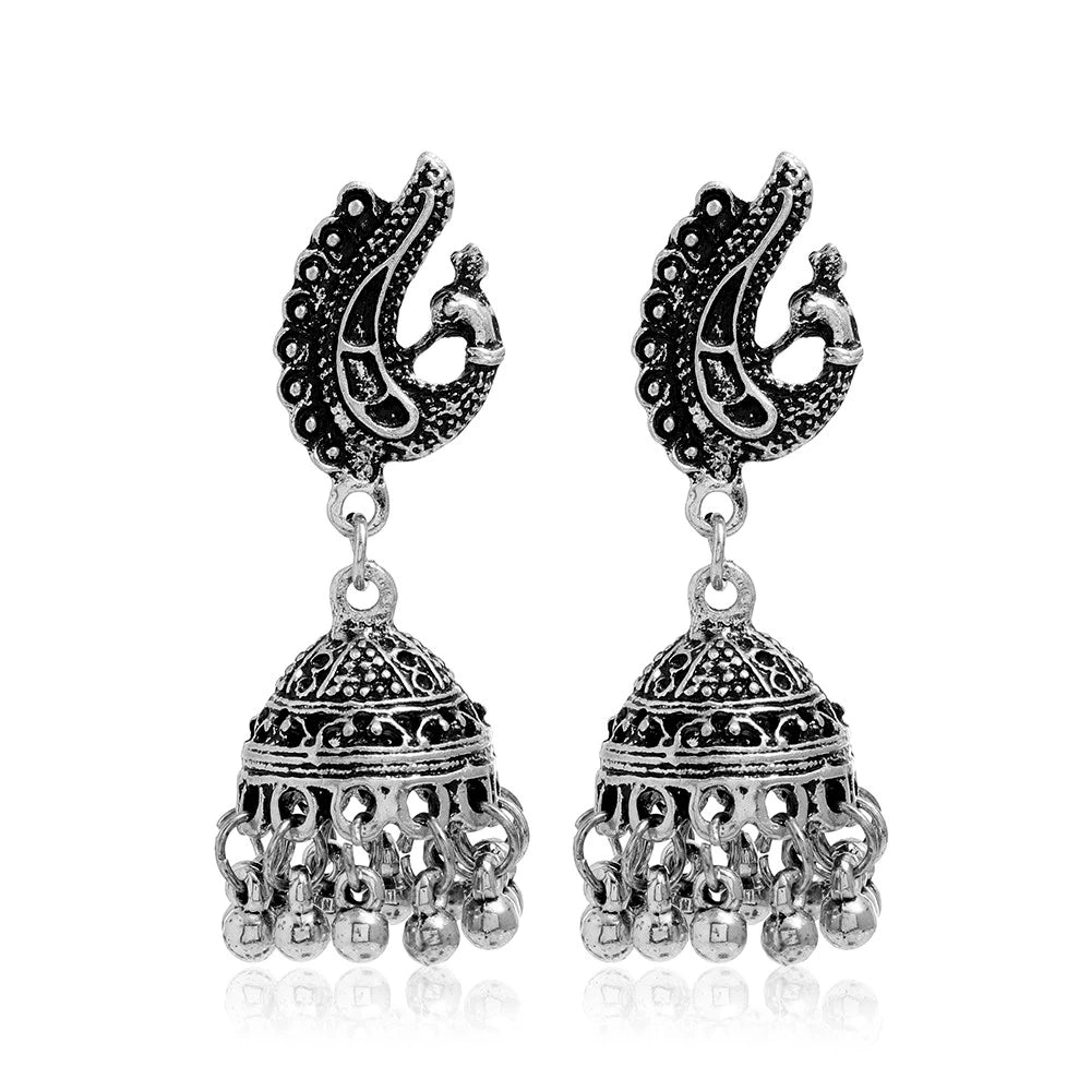 Boho Vintage Jhumki Earrings – Indian Ethnic Bell Tassel Jewelry for Women